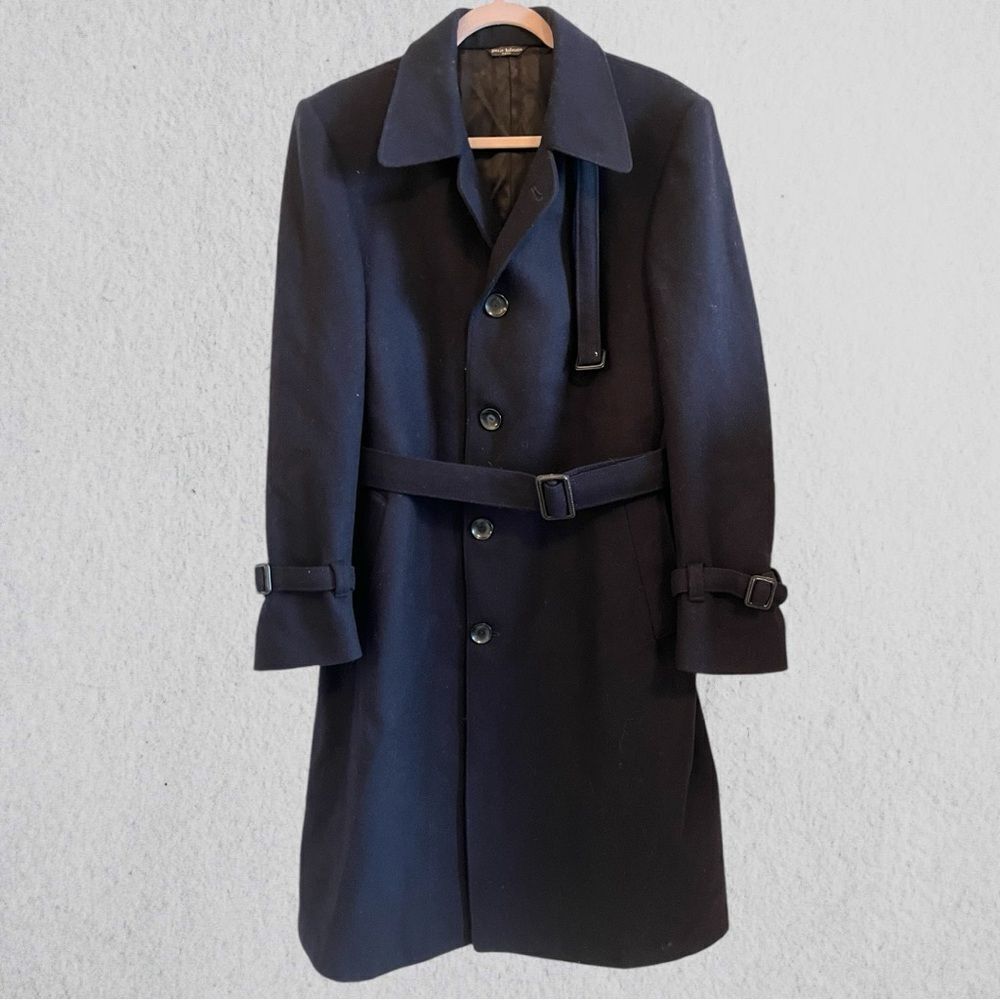 Vintage Pierre Balmain navy wool military coat